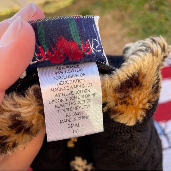 VTG HEARTWORKS BLACK RIBBED LEOPARD CAT GRAHIC ZIP UP SWEATER SIZE 4T - Picture 8 of 8